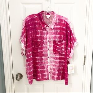 LULAROE AMY BUTTON UP CROP TOP ! Tie dry NWT H18